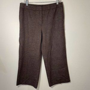 Lafayette 148 Womens Capris Sz 14 Brown Virgin Wool Blend Stretch Crop High Rise